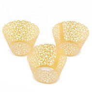 Aiyaya Filigree Artistic Muffin Case Cupcake Paper Cup Liners Little Vine Lace Laser Cupcake Wrappers for Wedding... N15