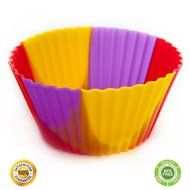 Set of 12 Premium Quality Tie-Dye Silicone Baking Cups / Reusable Cupcake Liners-Environmentally Safe-Lifetime... N12
