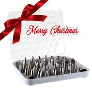 Thiroom Piping Tips 52pcs Stainless Steel Cake Decorating Tips Set DIY Icing Piping Nozzles with Flower Nail Coupler... N5
