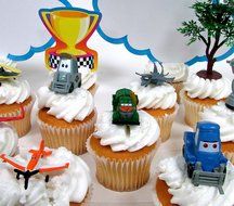 PLANES 16 Piece Birthday CUPCAKE Topper Set Featuring 12 Planes Figures and Decorative Themed Accessories - Figures... N4
