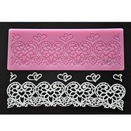 Sher FOUR-C Lace Silicone Mat Heart Embossing Pad Cake Lace Mold Color Pink N2