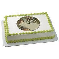 6 Inch Round - Mossy Oak Obsession Elk Silhouette - Edible Cake or Cupcake Topper