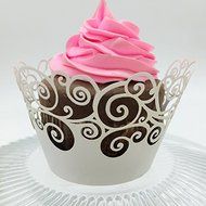 CozyT 50 PACK Cupcake Wrappers Artistic Bake Cake Paper Cups Vine Lace Laser Cut Liner Baking Cup Muffin Case... N10