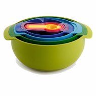 AOTO 10 Piece Multi-Color Compact Mixing Bowls, Food Prep and Measuring Nesting Set (10 piece, Multicolored) N10