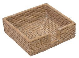 Entertaining with Caspari Rattan Cocktail Napkin Holder, White N4