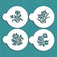 Sher Small Botanical Flowers Cookie Stencils,Cake Stencils Decoration,Tools for Fondant, N2