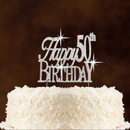 Happy 60th Birthday Rhinestone Crystal Cake Topper Silver, Numbers, Letters for Wedding, Birthday, Anniversary... N10