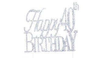 Happy 60th Birthday Rhinestone Crystal Cake Topper Silver, Numbers, Letters for Wedding, Birthday, Anniversary... N15