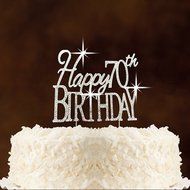 Happy 60th Birthday Rhinestone Crystal Cake Topper Silver, Numbers, Letters for Wedding, Birthday, Anniversary... N16