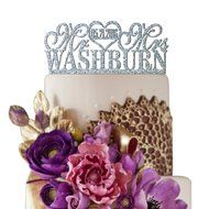 Sugar Yeti Made In USA Personalized Wedding Cake Topper Mr Heart Mrs With Date #26 Silver Mirror N8