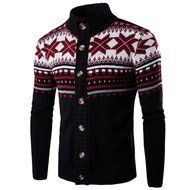 Laimeng,Men &#039;s Knitting wool Hooded Nail Wind Neck Sweater Jacket Blouse (M, Dark Gray) N8