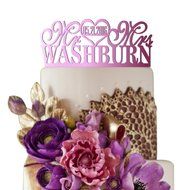 Sugar Yeti Made In USA Personalized Wedding Cake Topper Mr Heart Mrs With Date #26 Silver Mirror N9
