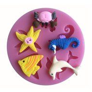 LYNCH Sea Animals Series 3D Silicone Mold Cookware Non-Stick Fondant Soap Mould,pink N4