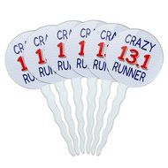 Set of 6 Cupcake Picks Toppers Decoration Running - Crazy 26.2 Runner Marathon N4
