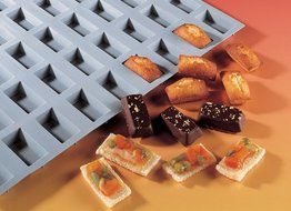 Elastomoule, Silicone Mold Mini Financier, 2" x 1" x 1/4" height, 25 per sheet