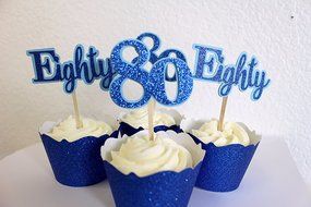 All About Details Blue Eighty Cupcake Toppers, Set of 12 N2