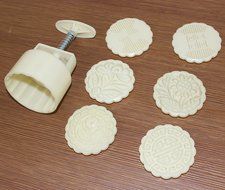 Tifan Circular Moon Cake Mold White Mooncake Mold 6 Stamps DIY Tool 125g N2