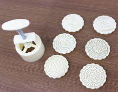 Tifan Circular Moon Cake Mold White Mooncake Mold 6 Stamps DIY Tool 125g N3