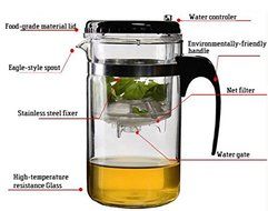 UniversalD&reg; - Glass Gongfu Tea Maker Press Art Cup Teapot with Infuser 500ml N7