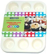 casaWare Ceramic Coated NonStick 12 Cup Muffin Pan (Cream/Red) N3