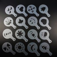 LOHOME&reg; Coffee Latte Garland Mould - 16 PCS Cappuccino Plastic Template + FREE Stainless Steel Powder Shaker -... N6