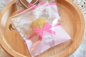 100 PCS Lovely Cute Bowknot OPP Self Adhesive Cookie Bakery Candy Biscuit Roasting Treat Gift DIY Plastic Bag... N43