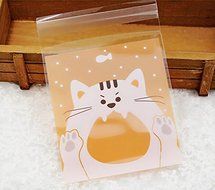 100 PCS Lovely Cute Bowknot OPP Self Adhesive Cookie Bakery Candy Biscuit Roasting Treat Gift DIY Plastic Bag... N53