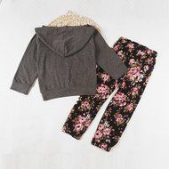 Clothes Set ,BeautyVan Baby Kids Set Long Sleeve Floral Print Tracksuit Top +Pants Outfits Set (24M, gray) N7
