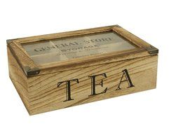 ukgiftstoreonline Vintage Shabby Chic - Wooden Box Tea Bag Chest 6 Compartment N2