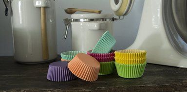 Bahoki Essentials 300 Piece Rainbow Colored Paper Baking Cups 6 colors Perfect Cupcake Liners For Making Colorful... N4