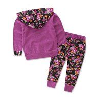 Clothes Set ,BeautyVan Baby Kids Set Long Sleeve Floral Print Tracksuit Top +Pants Outfits Set (24M, gray) N12