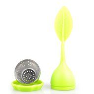 UCEC New Silicone &amp; Stainless Steel Leaf Tea Strainer Colander Infuser Ball Spice Filter (green) N3