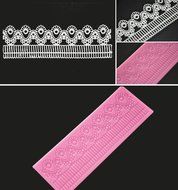 FOUR-C Sugar Craft Tools Silicone Cake Mat Sweet Lace Mould for Baking Color Pink N3