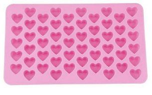 Houron 55-Cavity Mini Heart Shape Silicone Ice Cube Chocolate Mold Pink