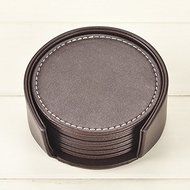 Figella Set of 6pcs Round Coffee Cup Mat PU Leather Placemat Coasters Cup Mats with Holder for Home Decoration...