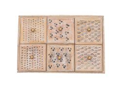 Store Indya Tea Holder Storage Box Chest Hand Carved with Wood Brass Inlay Pill Boxes N4