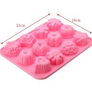 DUFUSTORE 1pcs 12 Flower Cake Mold Chocolate Silicon Mould Pattern Random Color N3