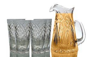 GAC Mouth Blown Crystal Water Pitcher with Eagle&rsquo;s Head Spout, Clear Cut, Capacity of 32oz N4