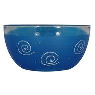 Golden Hill Studio 11" Serving Salad Bowl Hand Painted in the USA by American Artists-Frosted Curl Dot Pink Collection N10