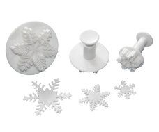 FOUR-C Cupcake Top Decorations Snowflake Fondant Plunger Cutter Set Gum paste Tools Color White