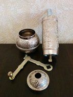 Armenian Handmade Antique Coffee Grinder, 3 Different Colors, 7.5'' (Silver) N8