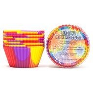 Set of 12 Premium Quality Tie-Dye Silicone Baking Cups / Reusable Cupcake Liners-Environmentally Safe-Lifetime... N17