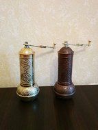 Armenian Handmade Antique Coffee Grinder, 3 Different Colors, 7.5'' (Silver) N9