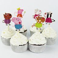 Winrase&reg; Pack of 24 Cute Peppa Pig Kids Party Decoration Paper Cupcake Toppers (Peppa Pig) N3