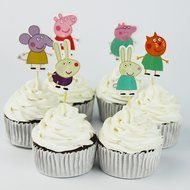 Winrase&reg; Pack of 24 Cute Peppa Pig Kids Party Decoration Paper Cupcake Toppers (Peppa Pig) N4