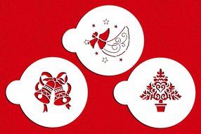 Designer Stencils C164 Christmas Cookie Stencils (Christmas Tree - Angel - Bells), Beige/semi-transparent N2