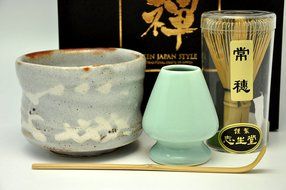 Japanese Mino Yaki ware Matcha Bowl And Tea Ceremony Set Green Tea 10.5 / 10.5 / 8.5cm (4.1 / 4.1 / 3.3inch)[7372] N5