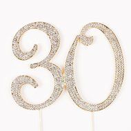 30 Cake Topper for 30th Birthday or Anniversary Gold Party Supplies &amp; Decorations (Gold) N11