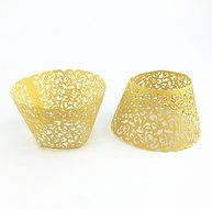 Yansanido 100 set pink Filigree Artistic Bake Little Vine Lace Laser Cut Cupcake Wrapper Cup Muffin Case Trays... N8