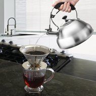 Surgical Stainless Steel Whistling Tea Kettle, 2.75 Quart Stove Top Kettle Teapot with Layered Capsule Bottom,... N4